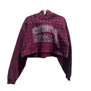 VINTAGE ✨ LF University at Buffalo Bedazzled Crop Hoodie